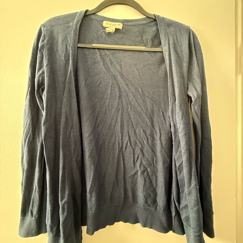 Forever 21 Blue Open-Front Cardigan Sweater